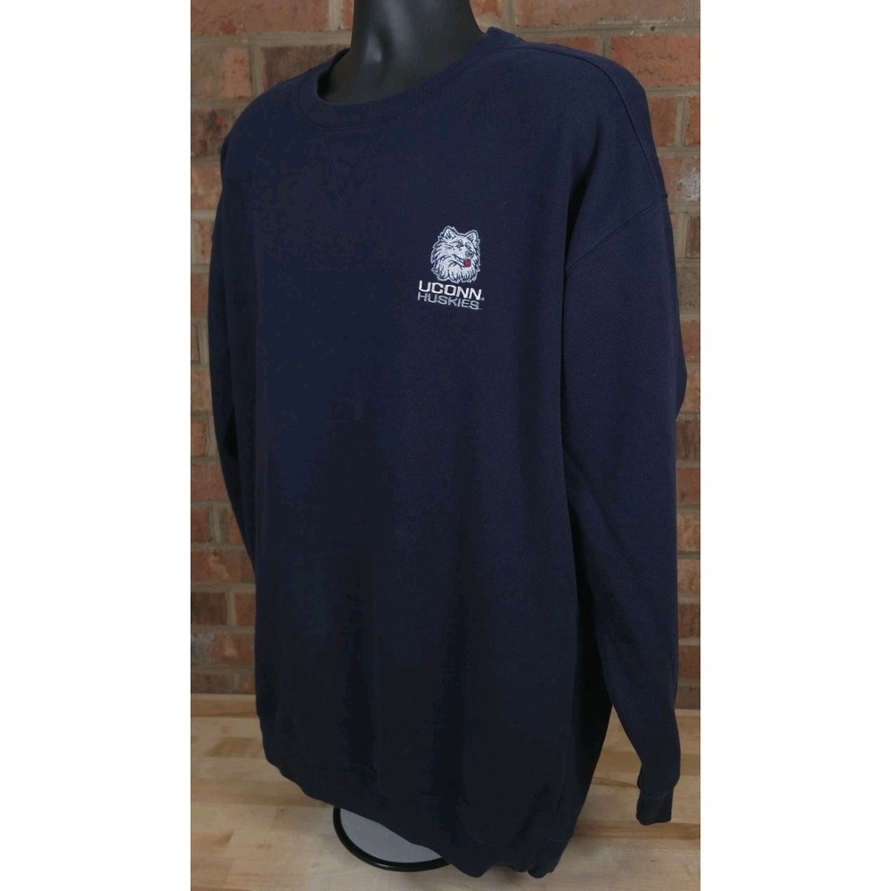 Vintage UConn Huskies Sweatshirt Crewneck Mens 2XL 2003 Lee Embroidered Blue